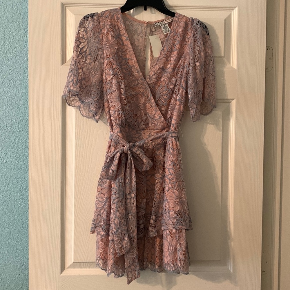 Pink/blue lace boutique dress